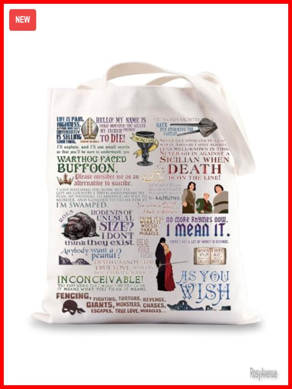 G2TUP Princess Buttercup Canvas Tote Bag Westley Fans Shoulder Bag